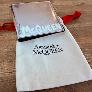 Alexander McQueen Silver/Black Leather Wallet